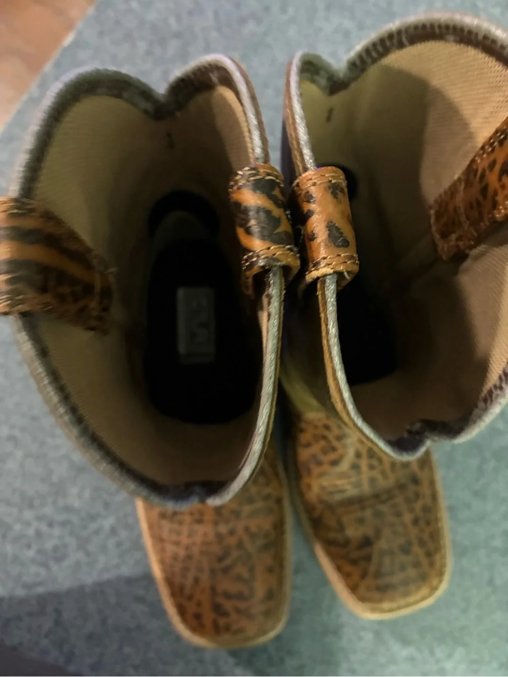 Ariat Brown Leopard Print and Tan Kids Western Boots